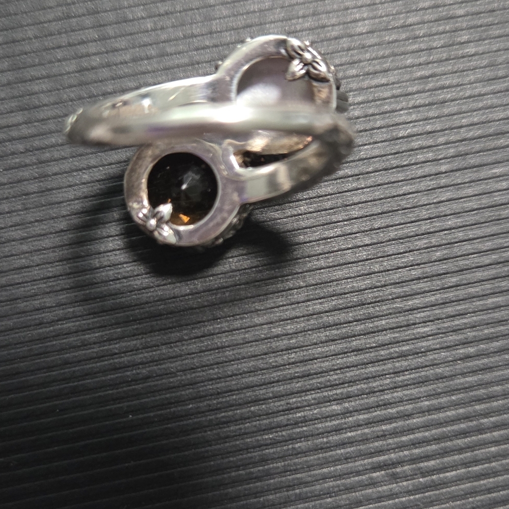 Stephen Dweck Sterling Cognac Quartz & Cultured Pearl Ring - Picture 6 of 11